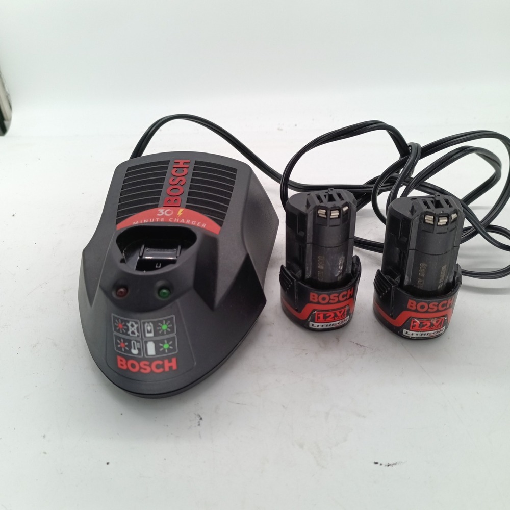 Bosch BC430 Charger and Two BAT411 12V Max Litheon Batteries Set a1